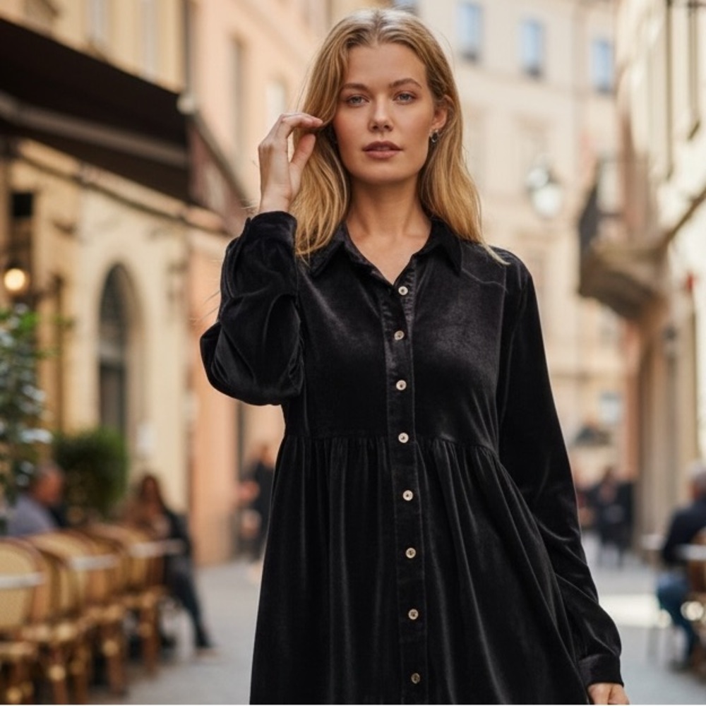 Umgee XL Black Velvet Women's Top